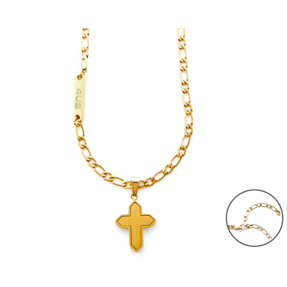 Collana Uomo 4US Cesare Paciotti Groumette Croce Acciaio Dorato Satinato 4UCL5951