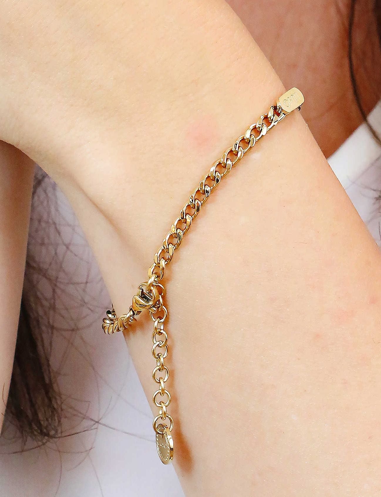 Bracciale Donna Liu Jo Acciaio Dorato Catena Maglia Groumette Targhetta LJ1809