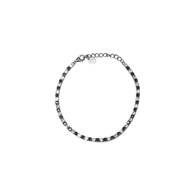 Bracciale Unisex Re Mida Tennis Argento 925 Zirconi Neri Bianchi BR DJV-17N