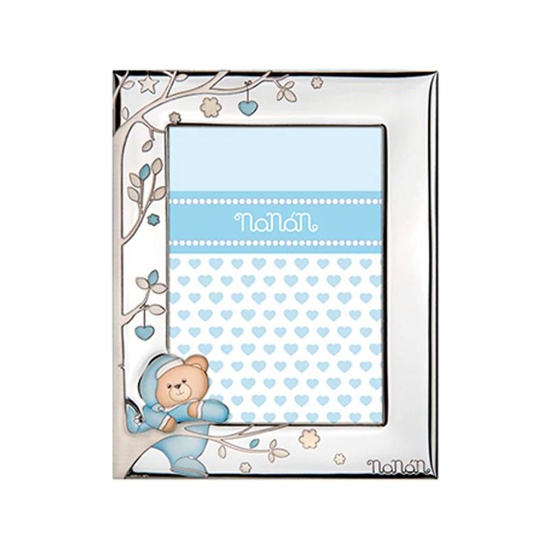Cornice Argento Nanan Bambino Orsetto Azzurro NCO0024