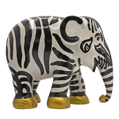 Scultura Elefante Onlylux Zebrolifant Louisa 10 cm Resina Dipinto A Mano 8858831211285