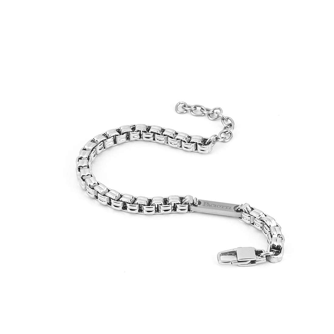 Bracciale Uomo 4US Cesare Paciotti acciaio Bianco con centrale  logato 4UBR4366