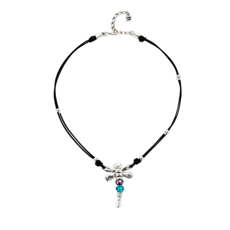 Collana Donna Uno De 50 Cuoio Libellula Placcata Argento COL1959MCLMTL0U