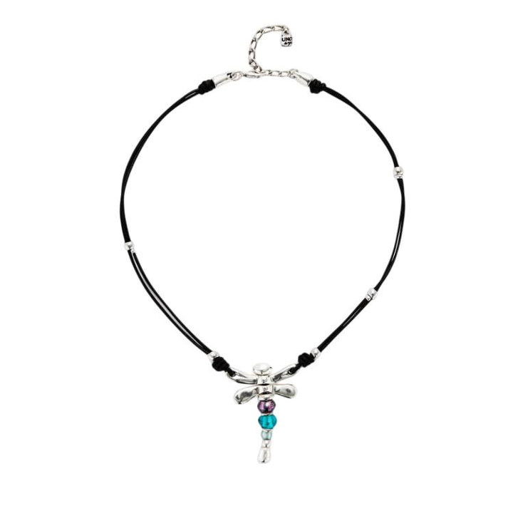 Collana Donna Uno De 50 Cuoio Libellula Placcata Argento COL1959MCLMTL0U