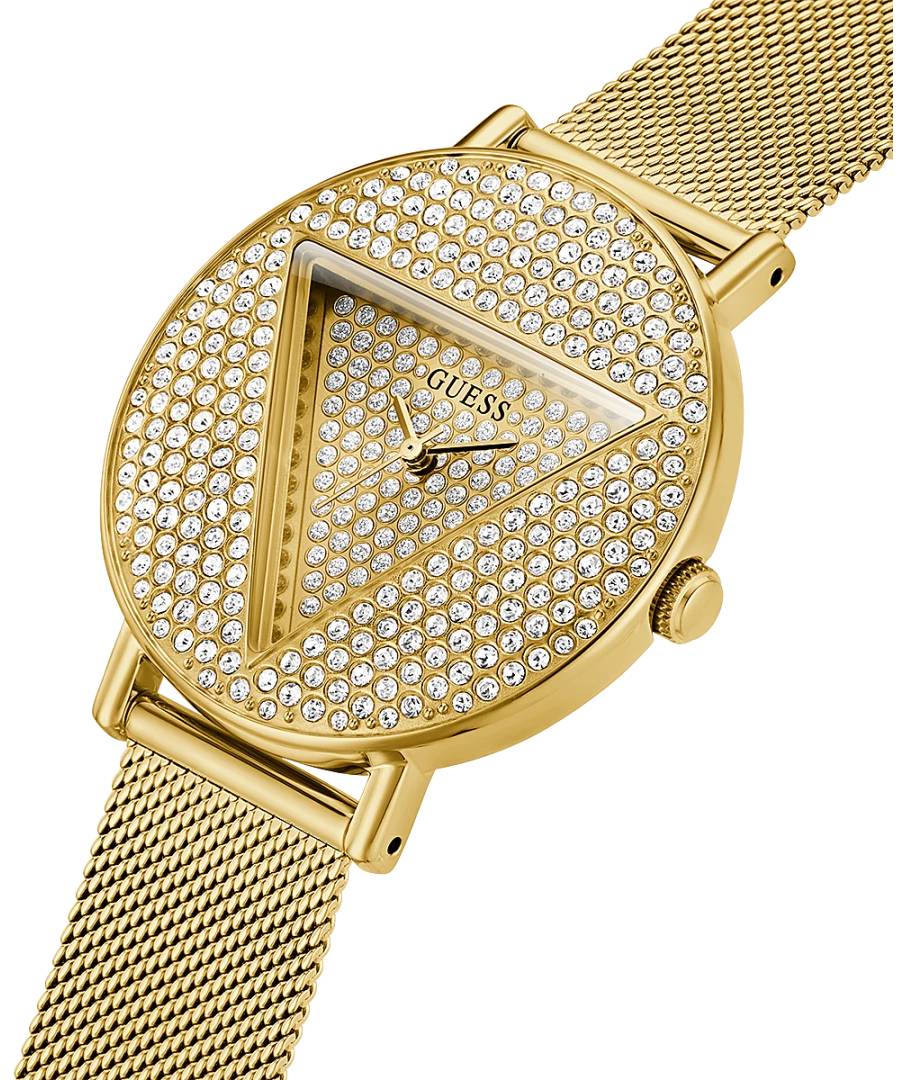 Orologio Donna Guess Quarzo Solo Tempo Zirconi Acciaio Dorato Maglia Milano GW0477L2