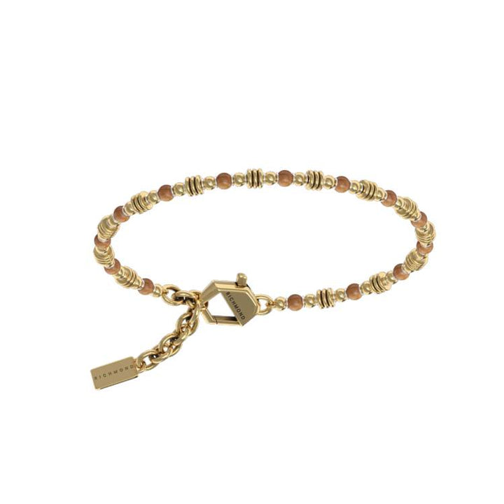 Bracciale Uomo John Richmond Titanio Diamante Occhi Di Tigre Oro 9 Kt JRTB16