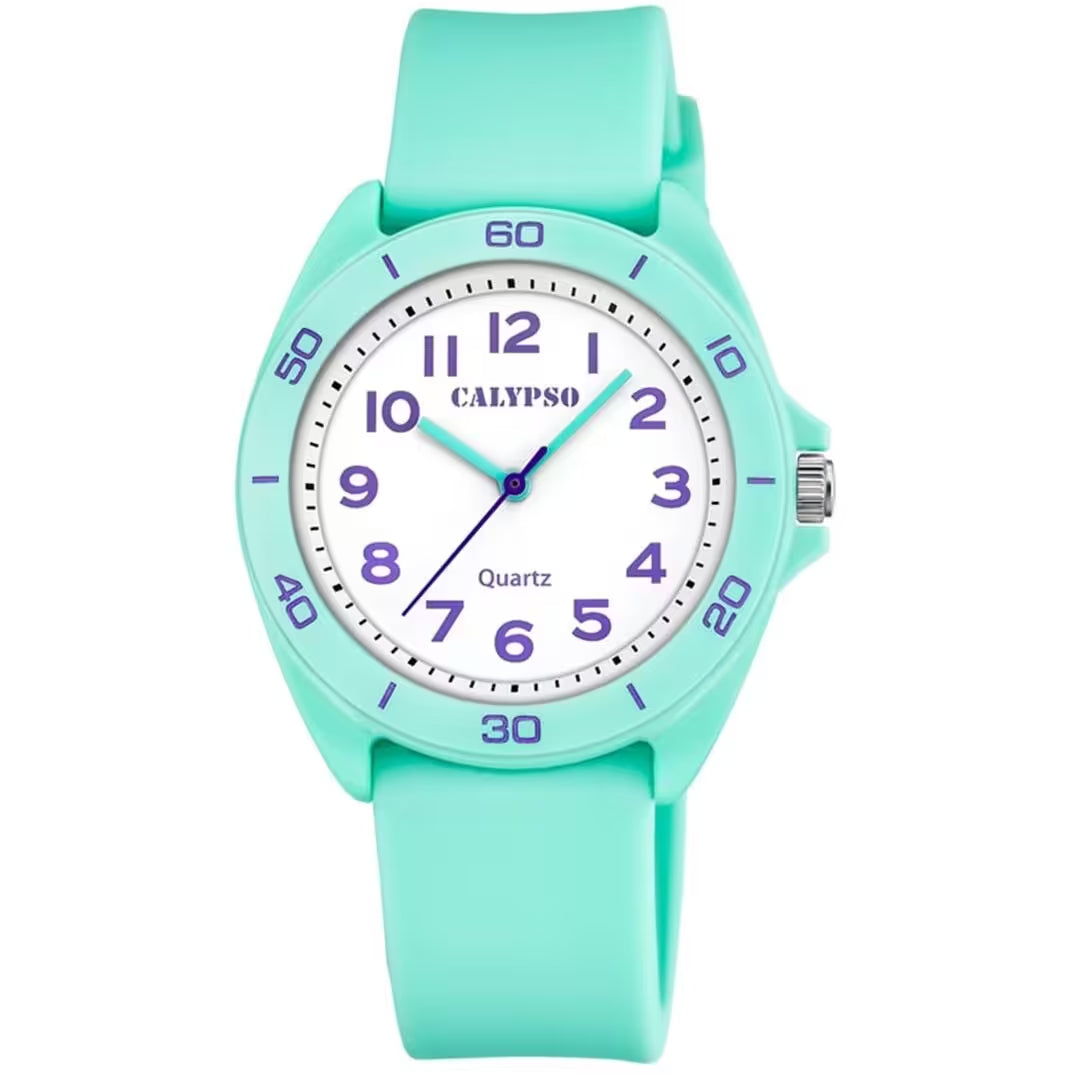 Orologio Bambina Calypso Gomma Quarzo Solo Tempo Numeri Verde Acqua K5833/3