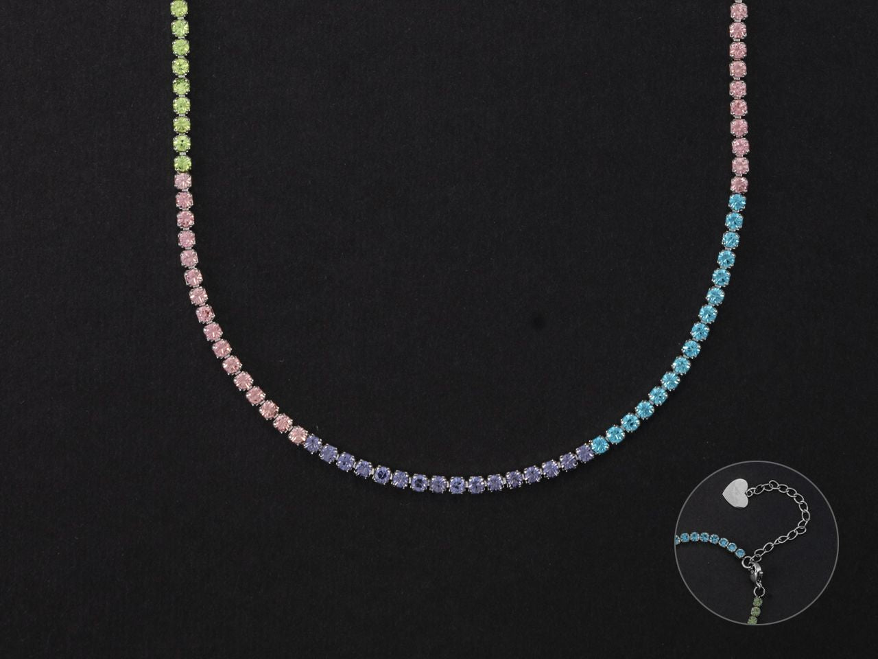 Collana Donna 4US Cesare Paciotti Acciaio Tennis Zirconi Arcobaleno 2 mm 4UCL5476W