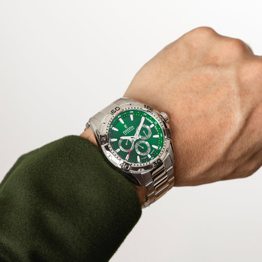 Orologio Uomo Festina Acciaio Quarzo Multifunzione Verde Nero 10 ATM F20623/3