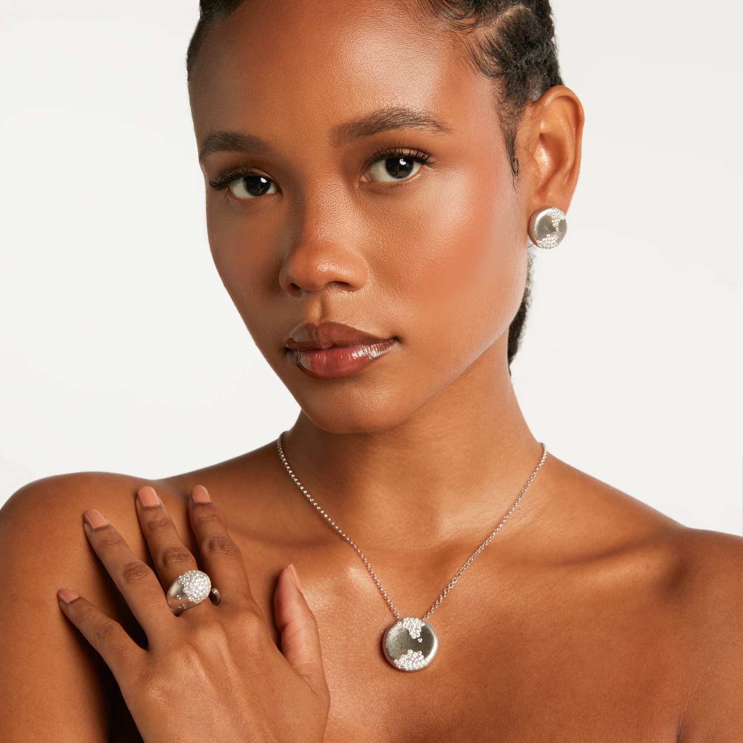 Collana Satinata Donna Argento 925 Zirconi Bianchi CL108BB