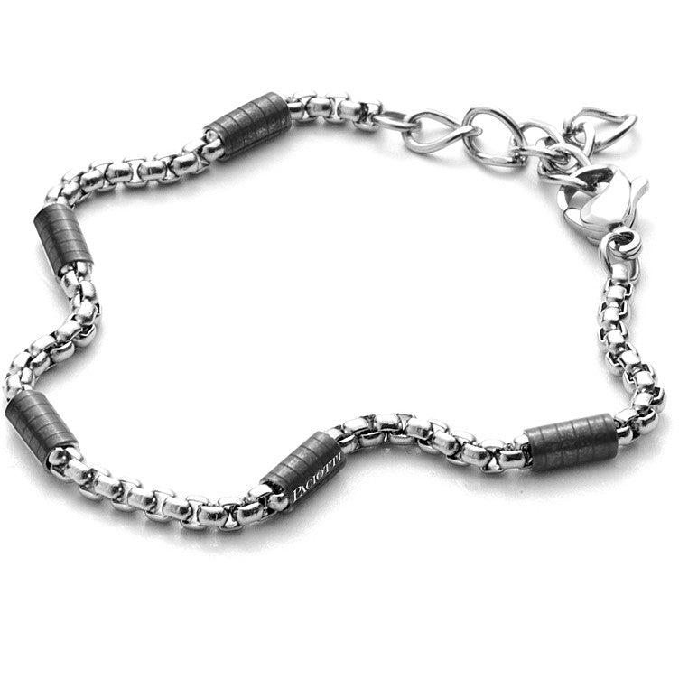Bracciale Uomo 4US Cesare Paciotti acciaio Bianco e PVD nero 4UBR3492