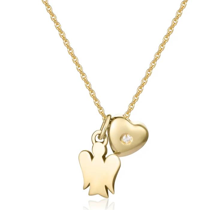 Collana Donna Roberto Giannotti Oro 9 kt Angelo Cuore Diamante NKT344G