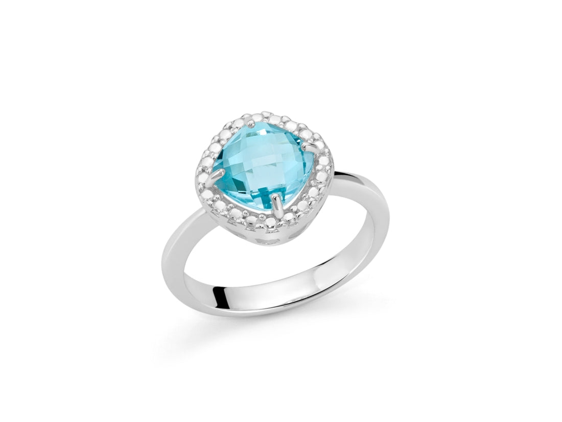 Anello Donna Miluna Argento 925 Topazio Azzurro quadrato Gemma Del Cielo LID3640M16