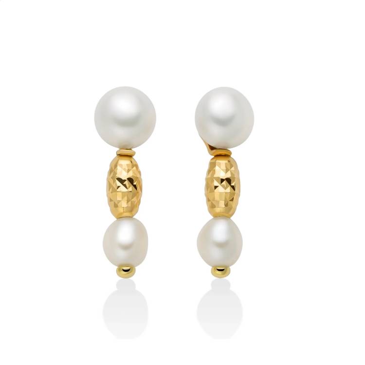 Orecchini Donna Miluna Argento Dorato Pepite Perle Pendenti PER2794G