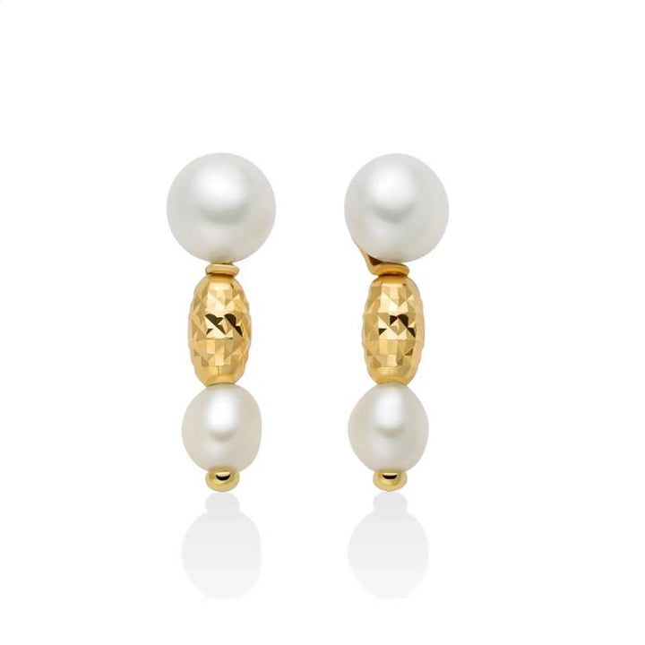 Orecchini Donna Miluna Argento Dorato Pepite Perle Pendenti PER2794G