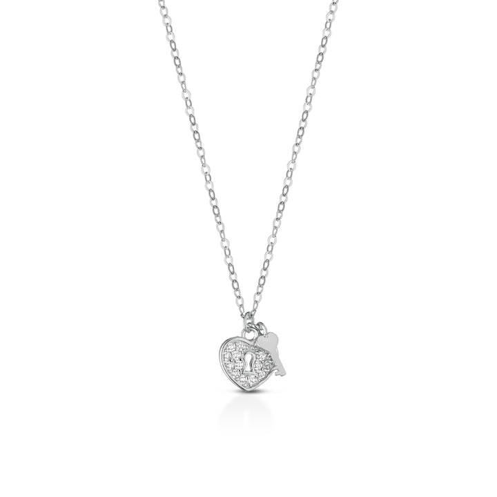 Collana Donna Kulto Argento 925 Cuore Zirconi Chiave K925-140