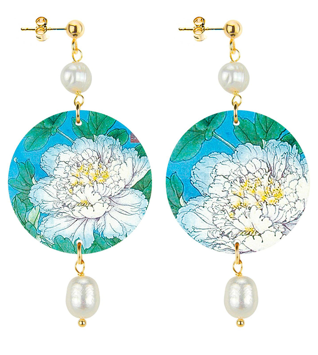 Orecchini Donna Lebole In Ottone Con Pietre Naturali Fiore Bianco The Circle Collection OR.99