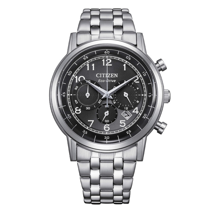 Orologio Uomo Citizen Nero Classic Eco-Drive Cronografo Acciaio Data CA4630-53E