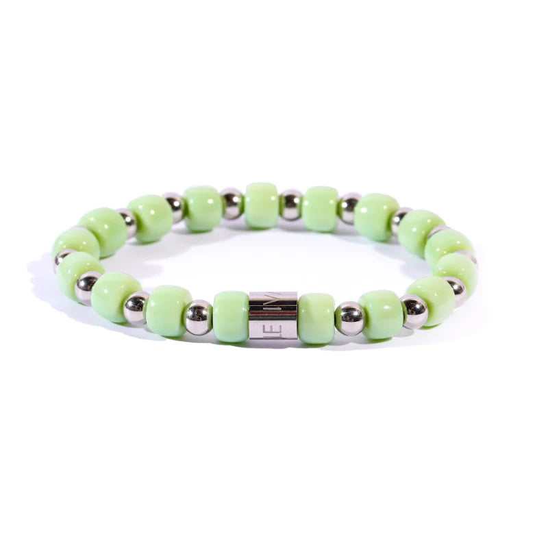Bracciale Uomo Ivan Basile Elastico Acciaio Pietra Ceramica Verde Chiara LV_14-M