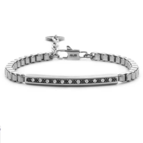 Bracciale Uomo 4US Cesare Paciotti Acciaio Targhetta Zirconi 4UBR7851
