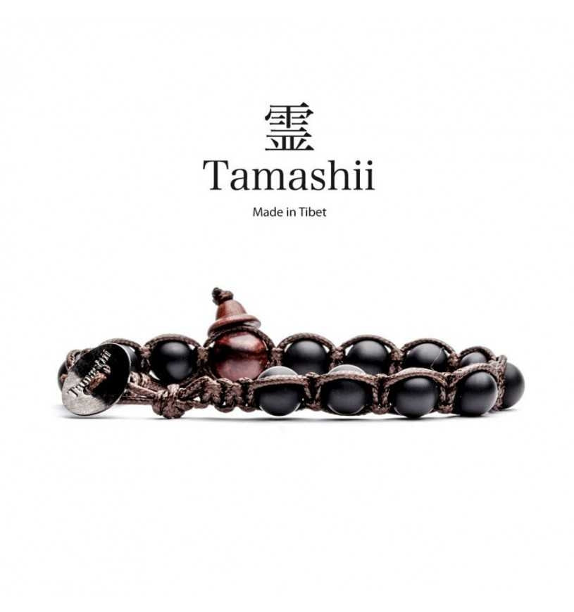 Bracciale Uomo Tamashii Pietra Onice Biglie Nere Opache Porta Fortuna BHS900-64