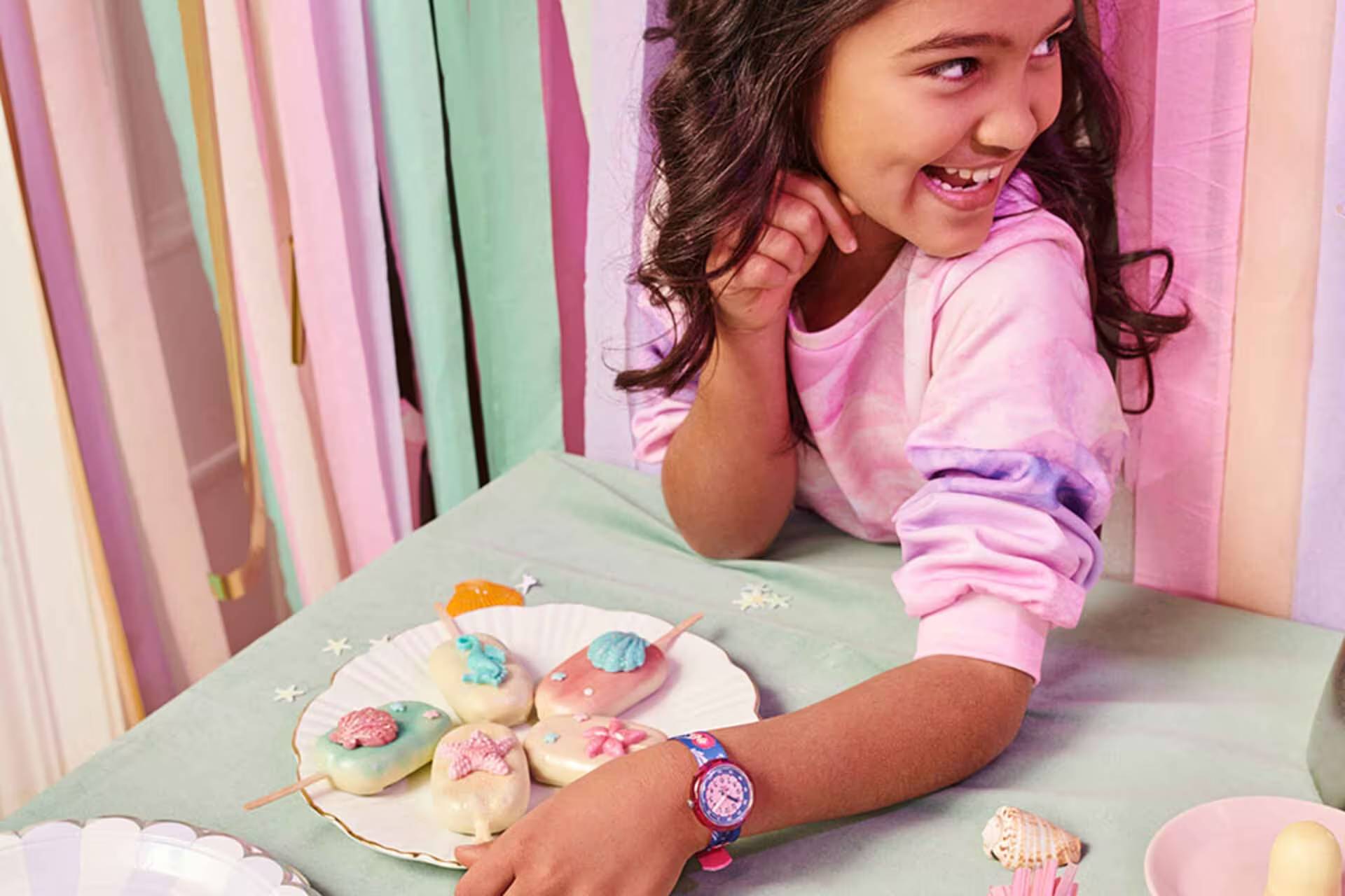 Orologio Bambina Swatch Flik Flak Seareni Quarzo Solo Tempo Sirena Rosa ZFPNP107