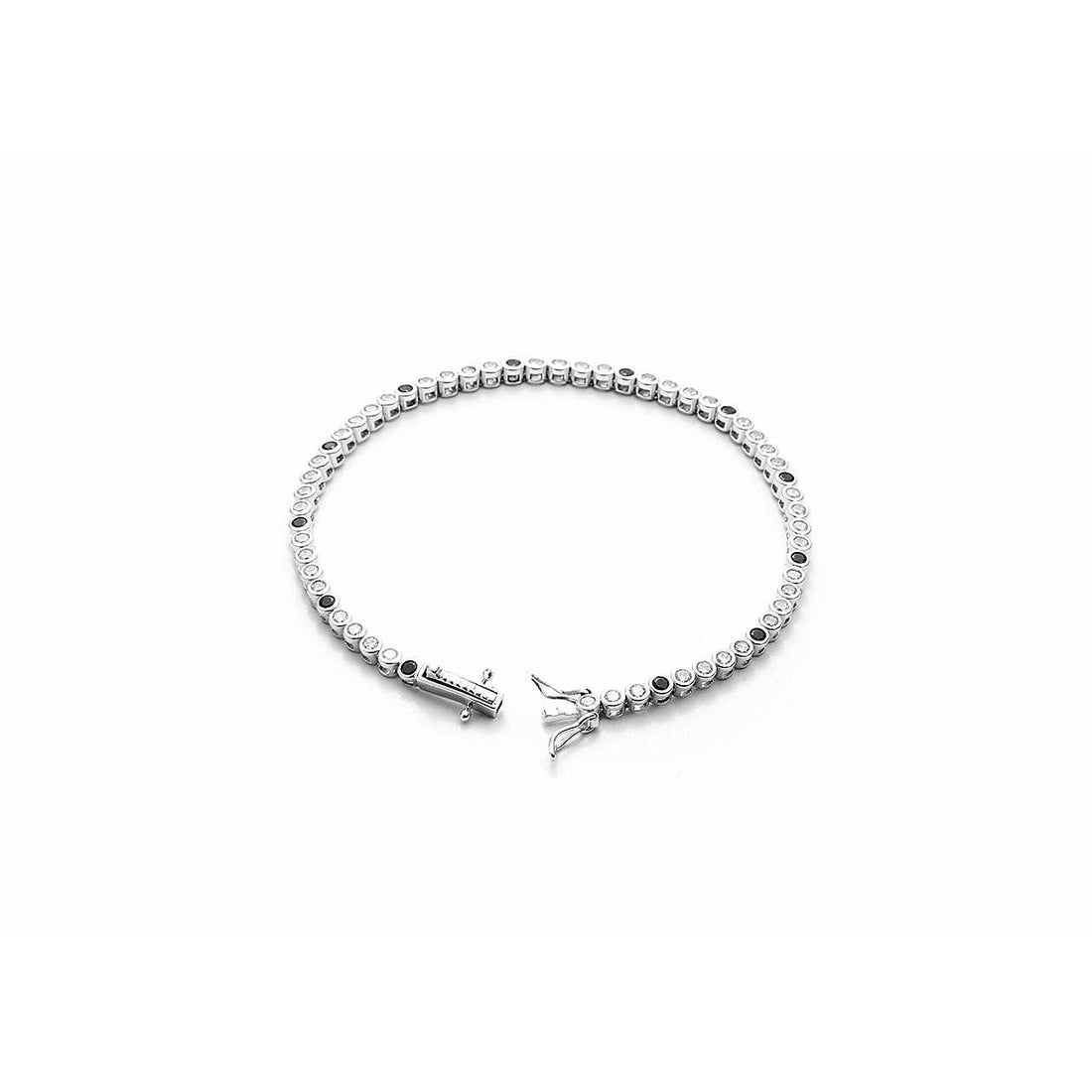 Bracciale Tennis Uomo Cesare Paciotti Argento Zirconi Neri Bianchi JPBR2016B/19