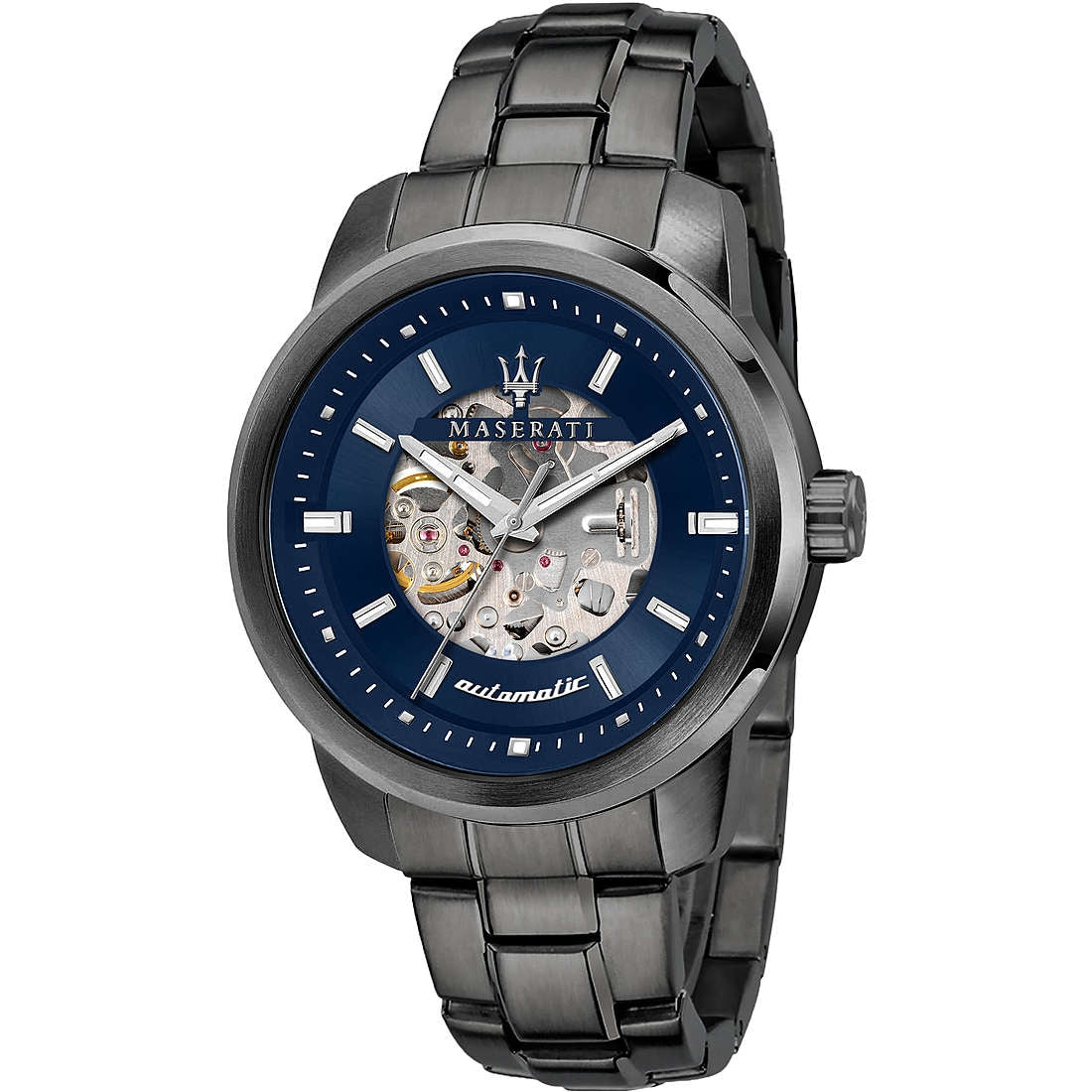 Orologio Uomo Maserati Automatico Solo Tempo Acciaio Nero PVD Blu R8823121001