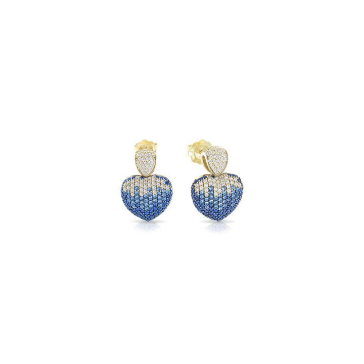 Orecchini Donna Sogni Argento 925 Cuore Pavè Blu Azzurri Bianchi OR054GBL