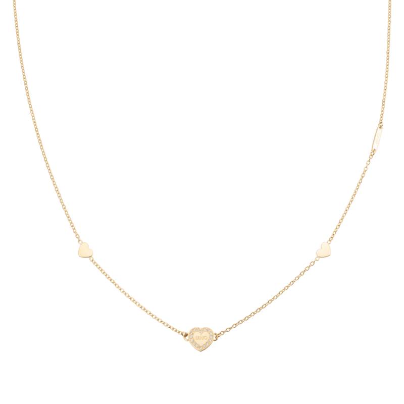 Collana Donna Liu Jo Acciaio Maglia Rollò Cuori Lisci Zirconi Bianchi LJ2173
