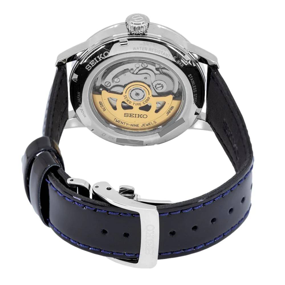 Orologio Uomo Seiko Presage Automatico Power Reserve Data Pelle Acciaio SSA343J1