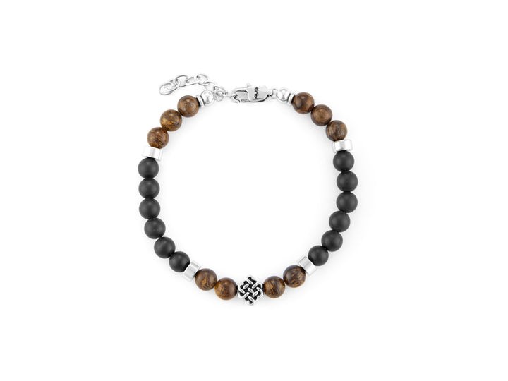 Bracciale Uomo 4US Cesare Paciotti Pietra Nera Marrone 4UBR6231