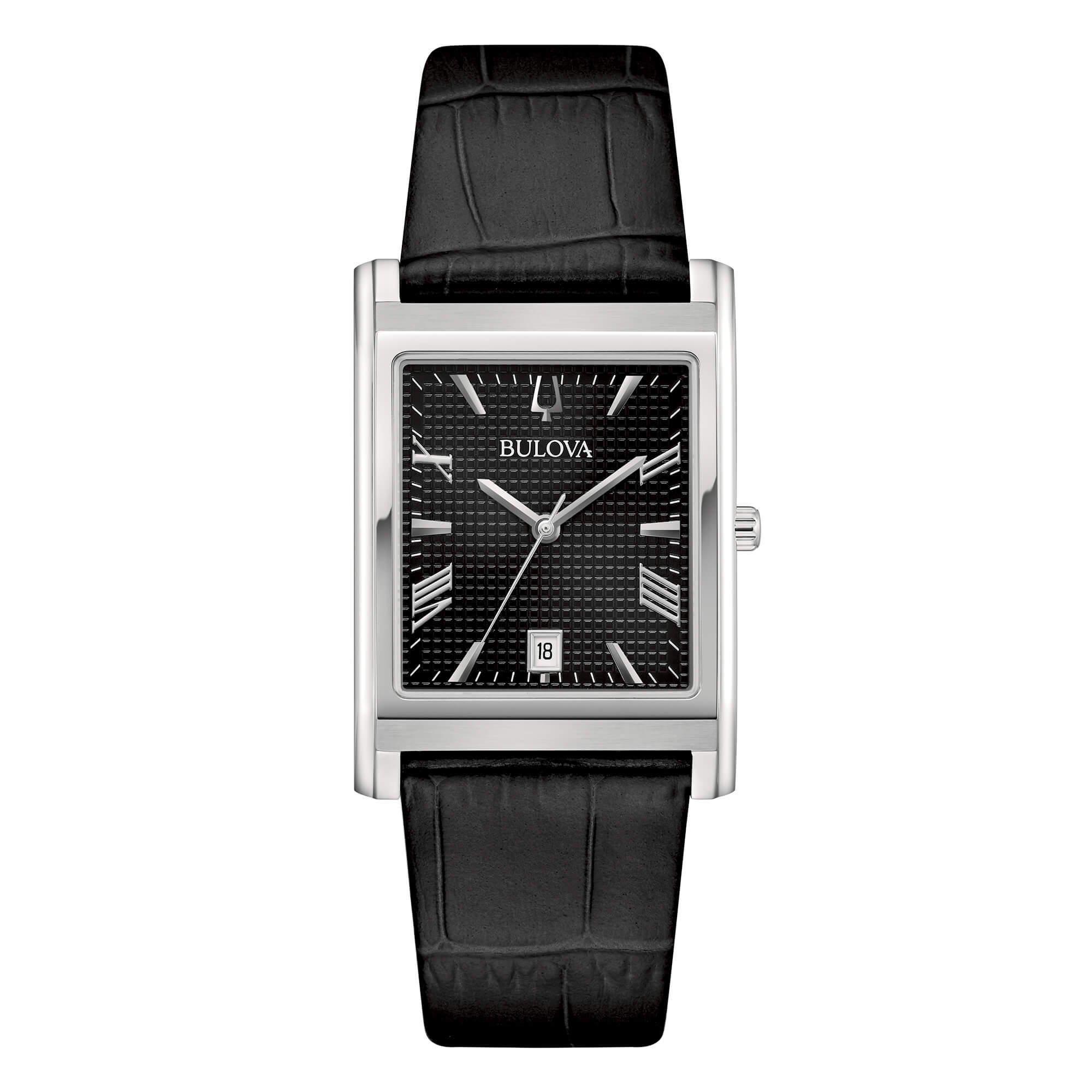 Orologio Uomo Bulova Classic Rectangle Pelle Nero Quarzo 96B445