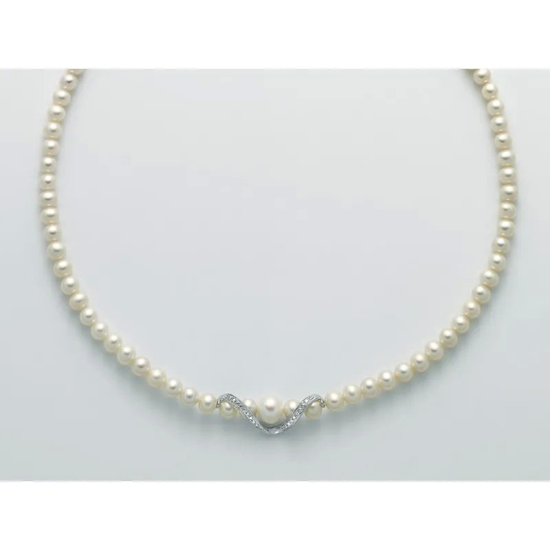 Collana Girocollo Perle Miluna Chiusura In Oro Bianco 750 Diamanti PCL5531V