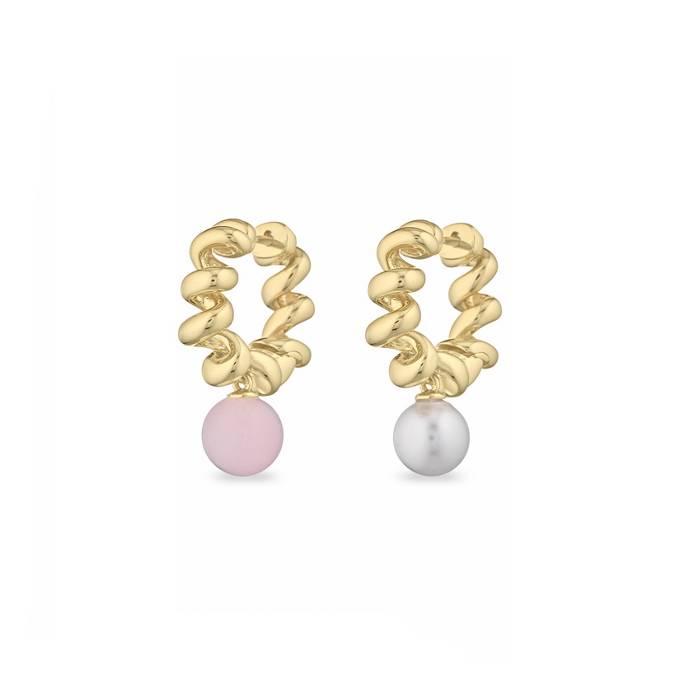 Orecchini Donna Sogni Bronzo Vortice Perla Opale Rosa LOR004GOP