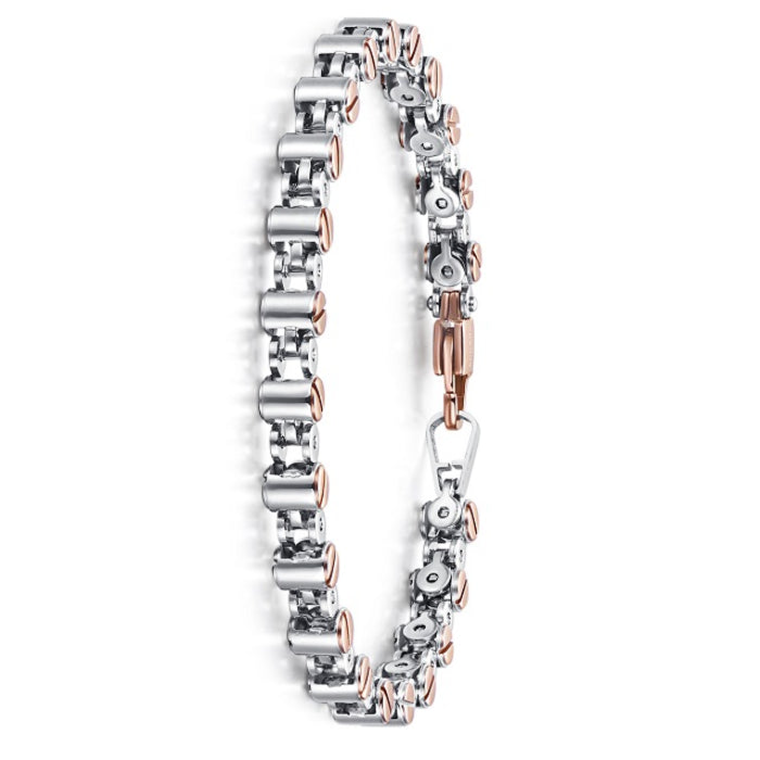 Bracciale Uomo Arkano Semirigido Acciaio Bicolore Rosè Viti Lavorate BAC46BR