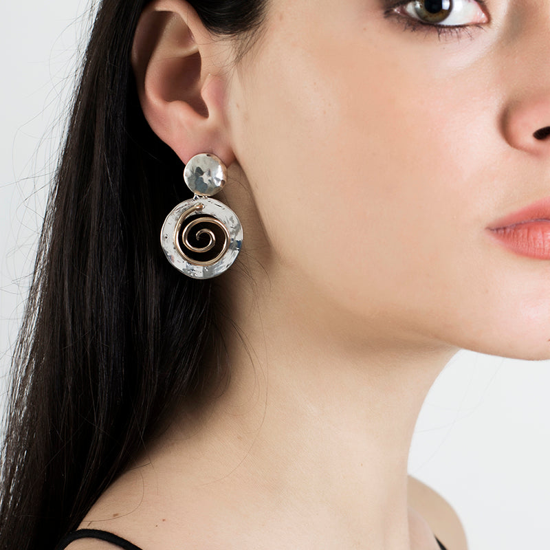 Orecchini Donna Nemoris Argento 925 Bronzo Rosè Spirale Pendente HOS01