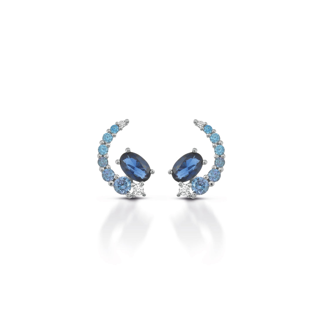 Orecchini Donna Kulto 925 Argento 925 Zirconi Bianchi Blu Ovale Azzurro KE925-35