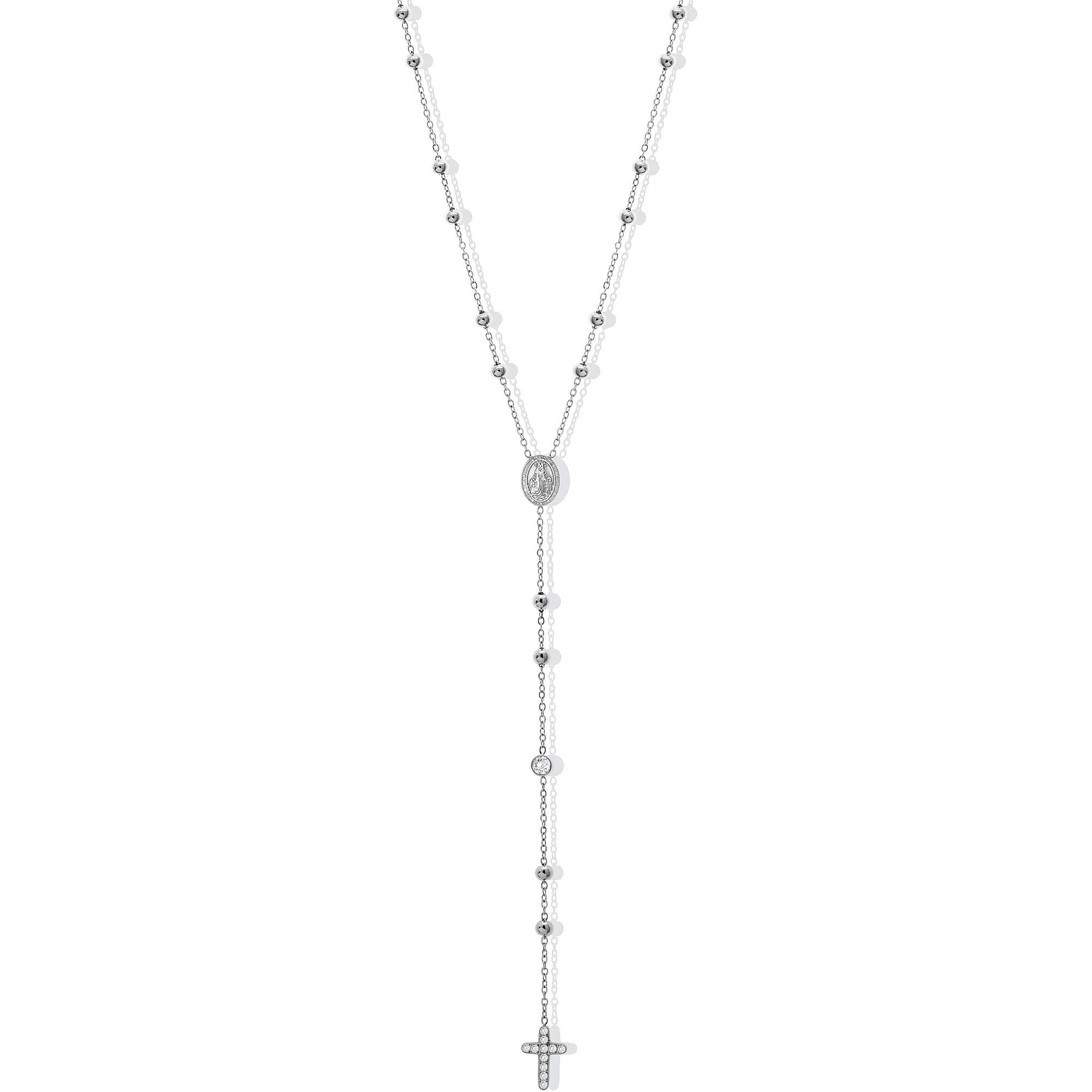 Collana Uomo Liu Jo Acciaio  Rosario Croce Zirconi Bianchi LJ2754