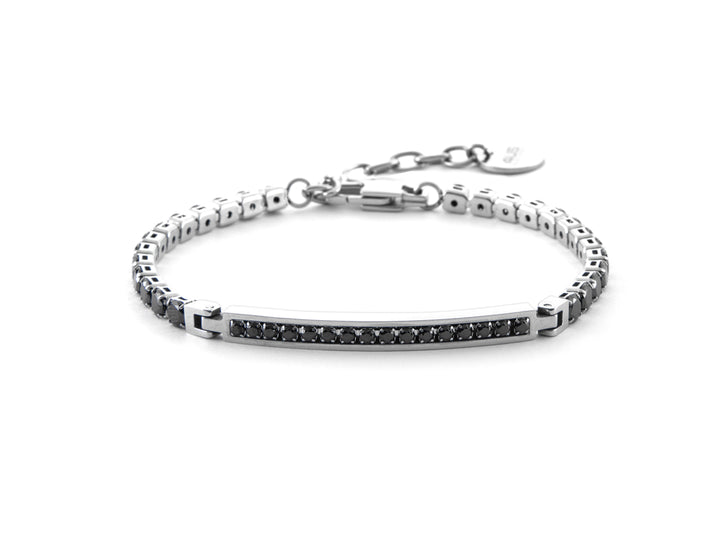 Bracciale Uomo 4US Cesare Paciotti Tennis Acciaio Zirconi Neri  4UBR6357
