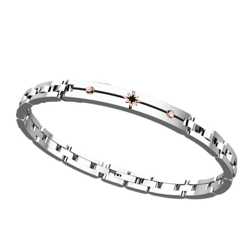 Bracciale Uomo Zancan Acciaio Viti Oro Rosè Zircone Nero EHB132-R