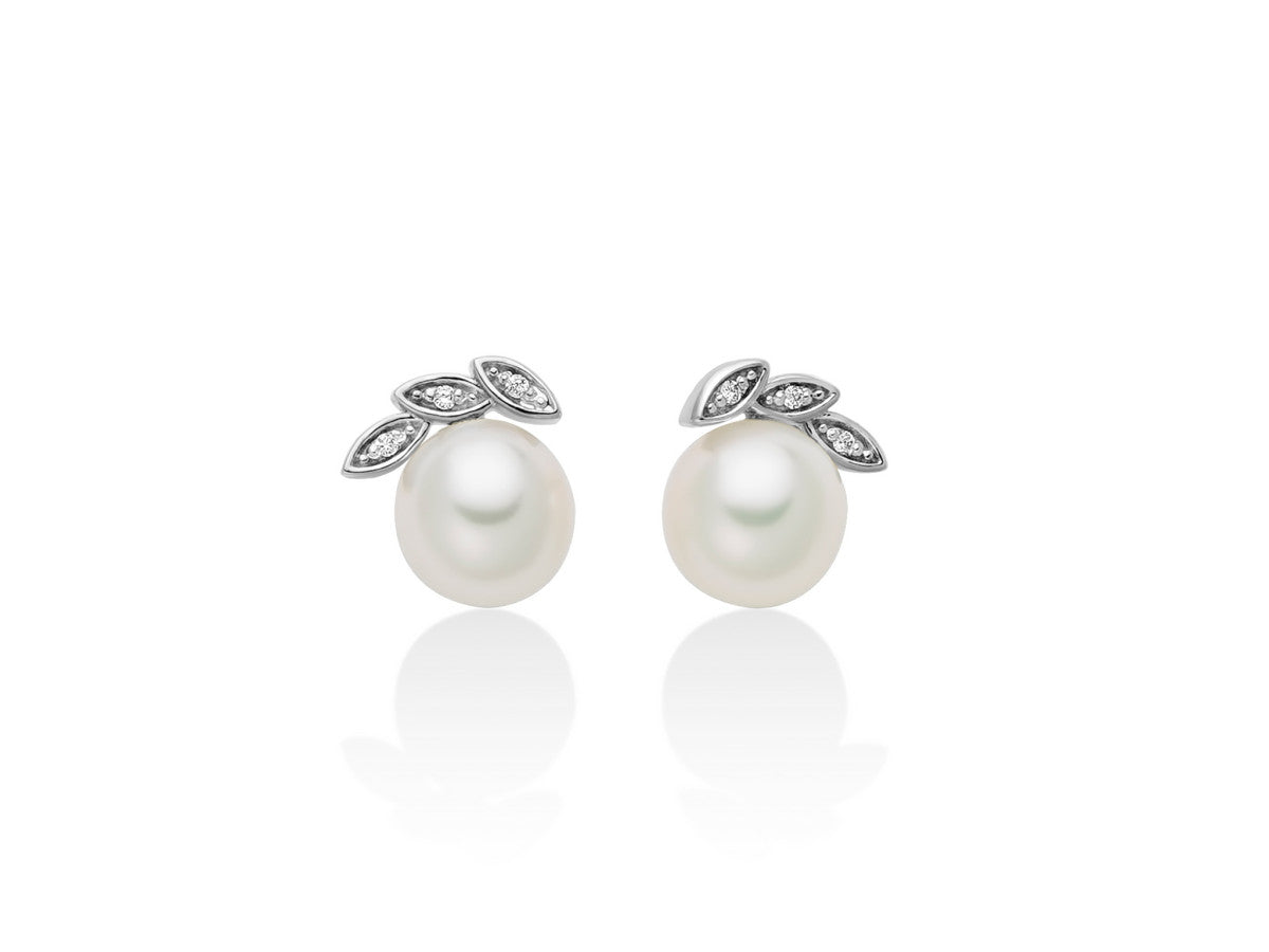 Orecchini Donna Miluna Oro Bianco 9kt Perla 7-7,5 mm e Diamanti PER2723X