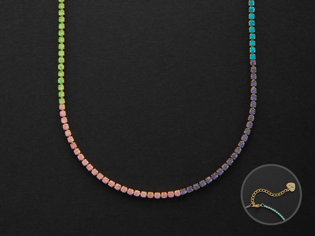 Collana Donna 4US Cesare Paciotti Acciaio Dorato Tennis Zirconi Colorati 4UCL5859W