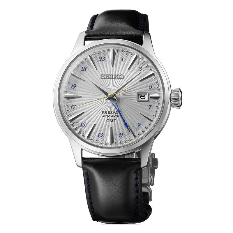 Orologio Uomo Seiko Presage Cocktail  Pelle Nero GMT SSK049J1
