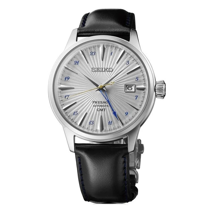 Orologio Uomo Seiko Presage Cocktail  Pelle Nero GMT SSK049J1