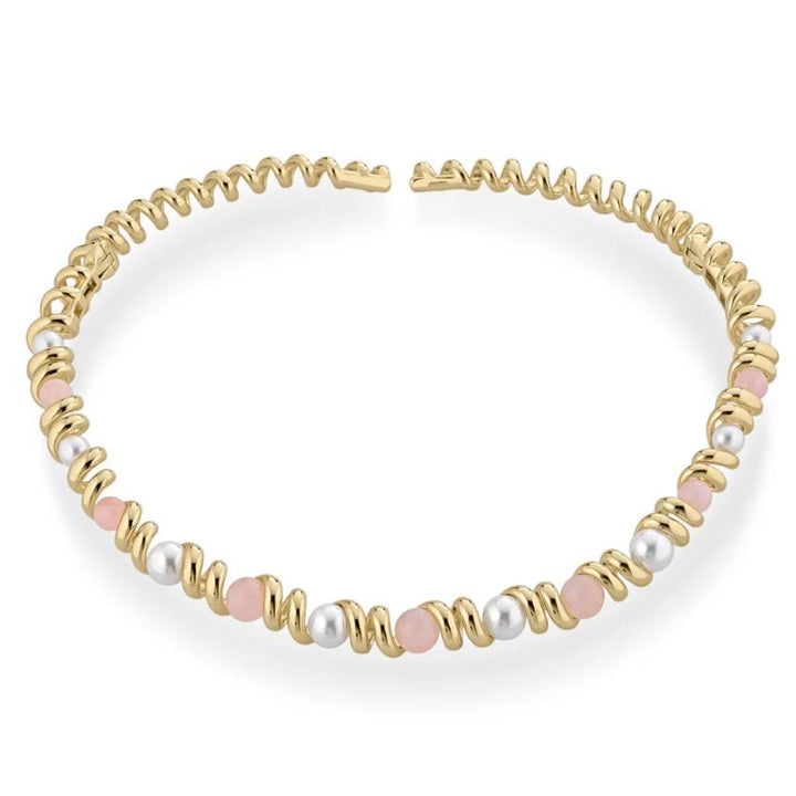 Collana Donna Sogni Bronzo Rigida Perle Opale Rosa LCL003GOP