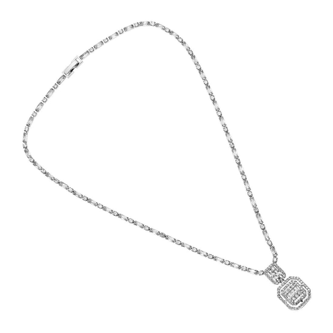 Collana Donna Ottaviani Semirigida Tennis Zirconi Bianchi Bronzo Argentato 500690C