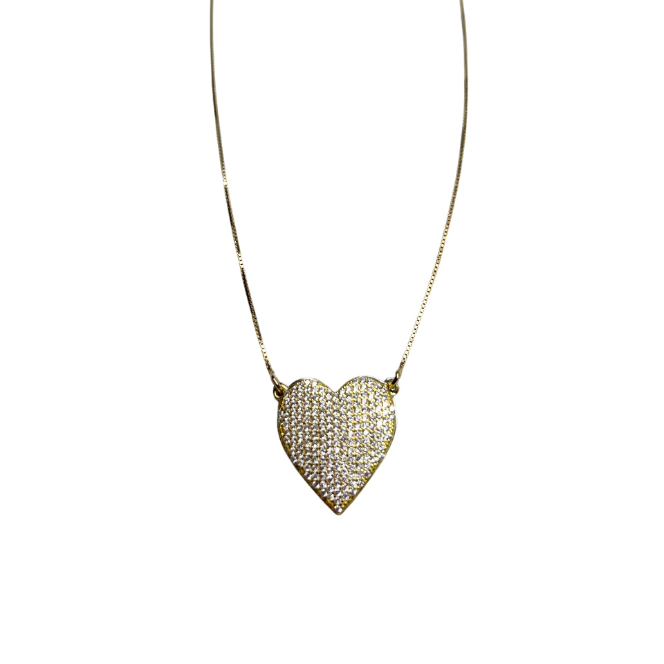 Collana Donna Re Mida Argento Dorato Cuore Pavè Zirconi Bianchi CL DJV P3