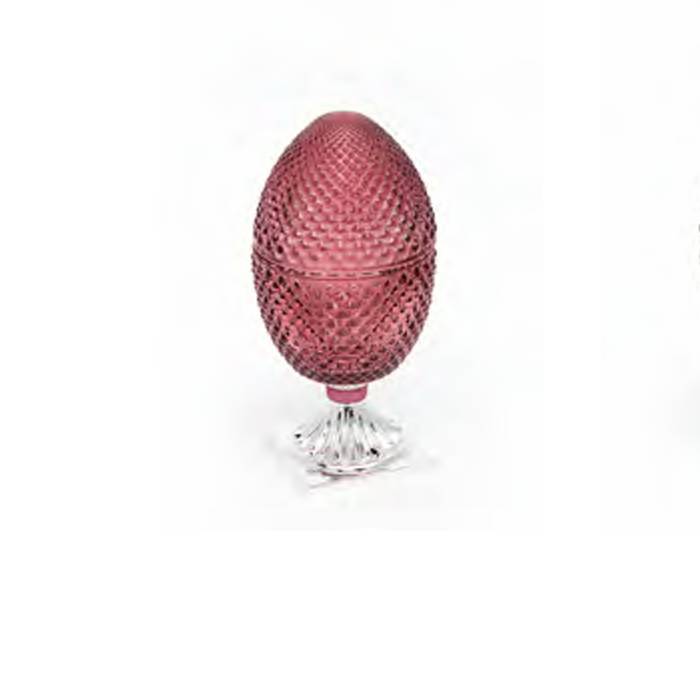 Scatola Pigna Sequenze Burgundy Vetro Base Argento 20 cm PG0223