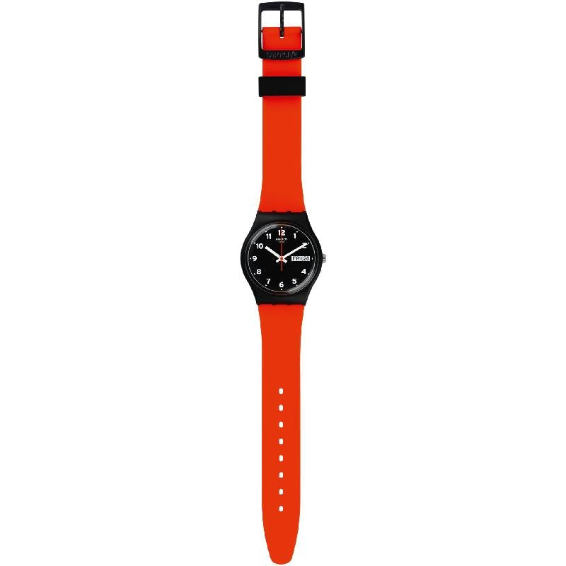 Orologio Uomo Bambino Swatch Quarzo Doppia Data Red Grin Nero GB754